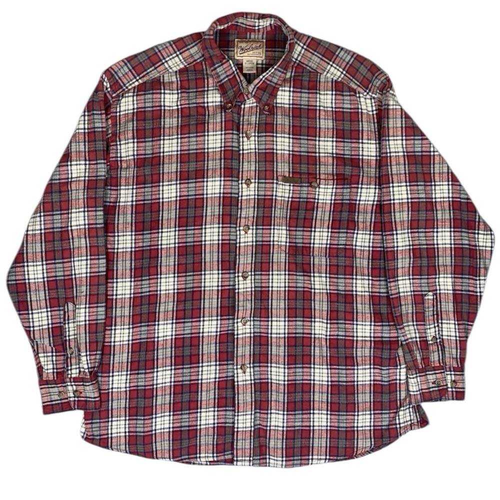 Woolrich Flannel 100% Cotton Shirt Red Plaid Long Sleeve Button Down XL
